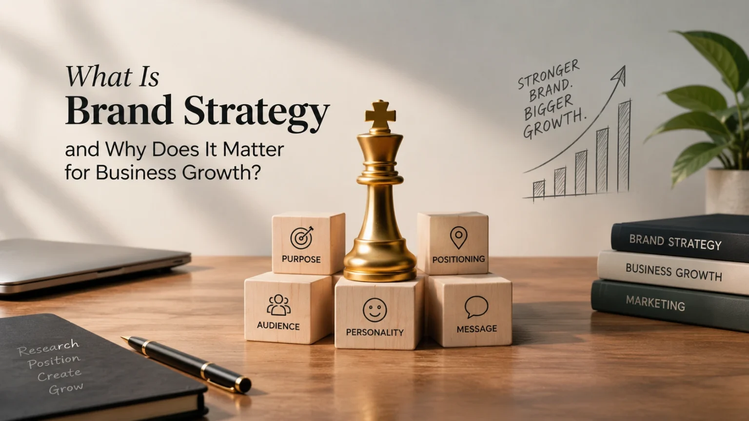 What is brand strategy for business growth with strategy, positioning, audience, and messaging elements