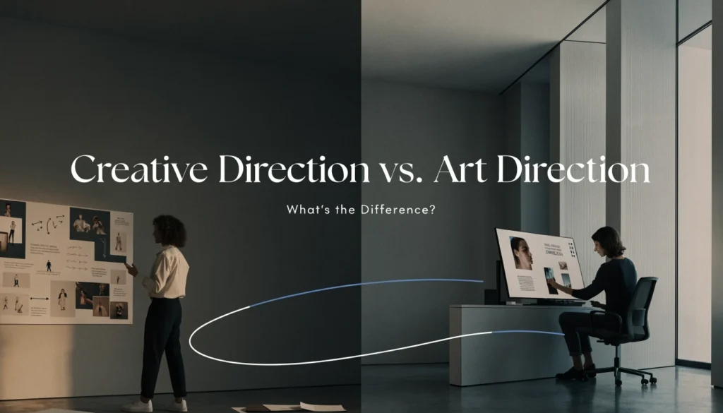 Creative direction and art direction working together on a brand campaign in a modern studio setting