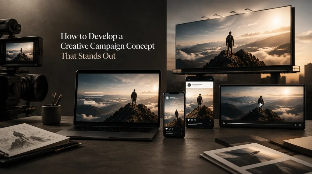 Standout creative campaign concept presented across billboards, social posts and brand collateral