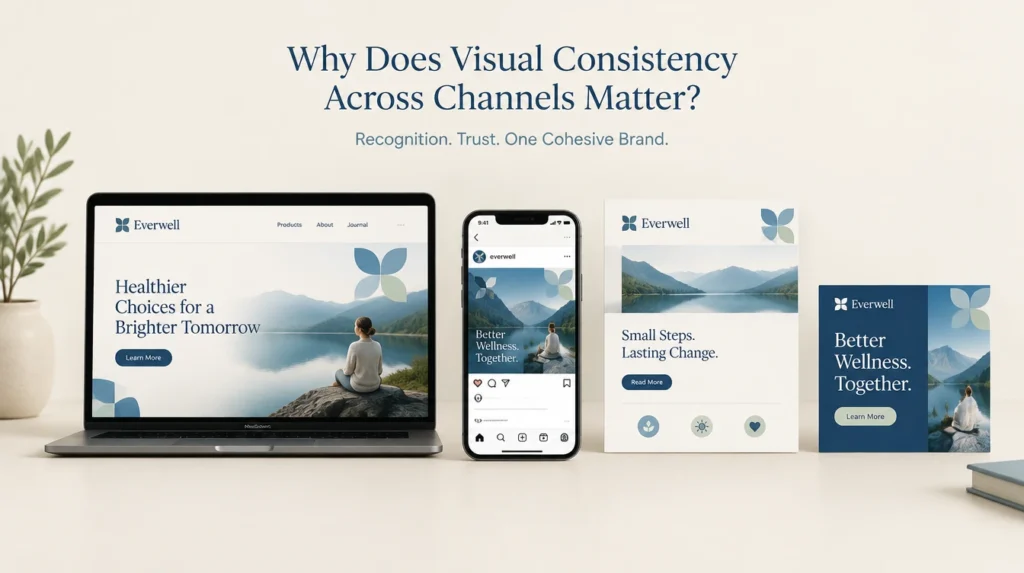 Consistent brand identity across a website, social media, email newsletter, and digital advertising.